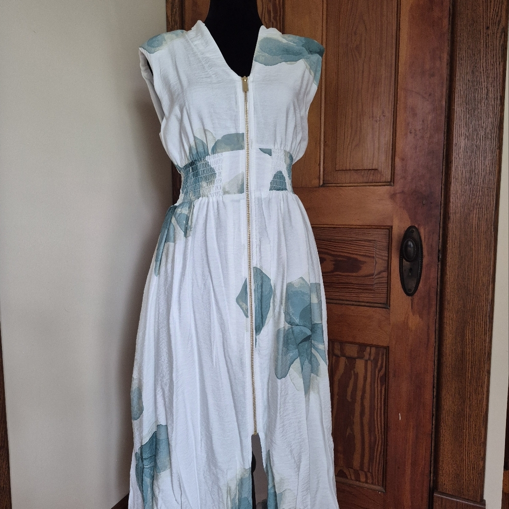 White and green dress